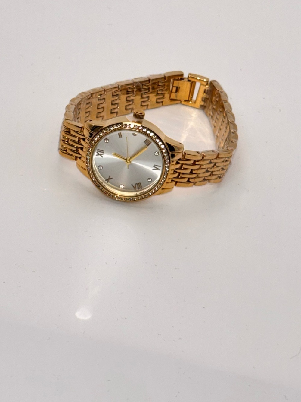 18K Brazilian Gold-Plated Watch – Elegant Rhinestone Detail